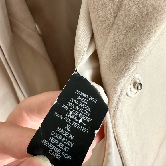 Michael Kors Cream Wool Blend Wing Shawl Collar Belted Coat Size XL - Picture 6 of 7
